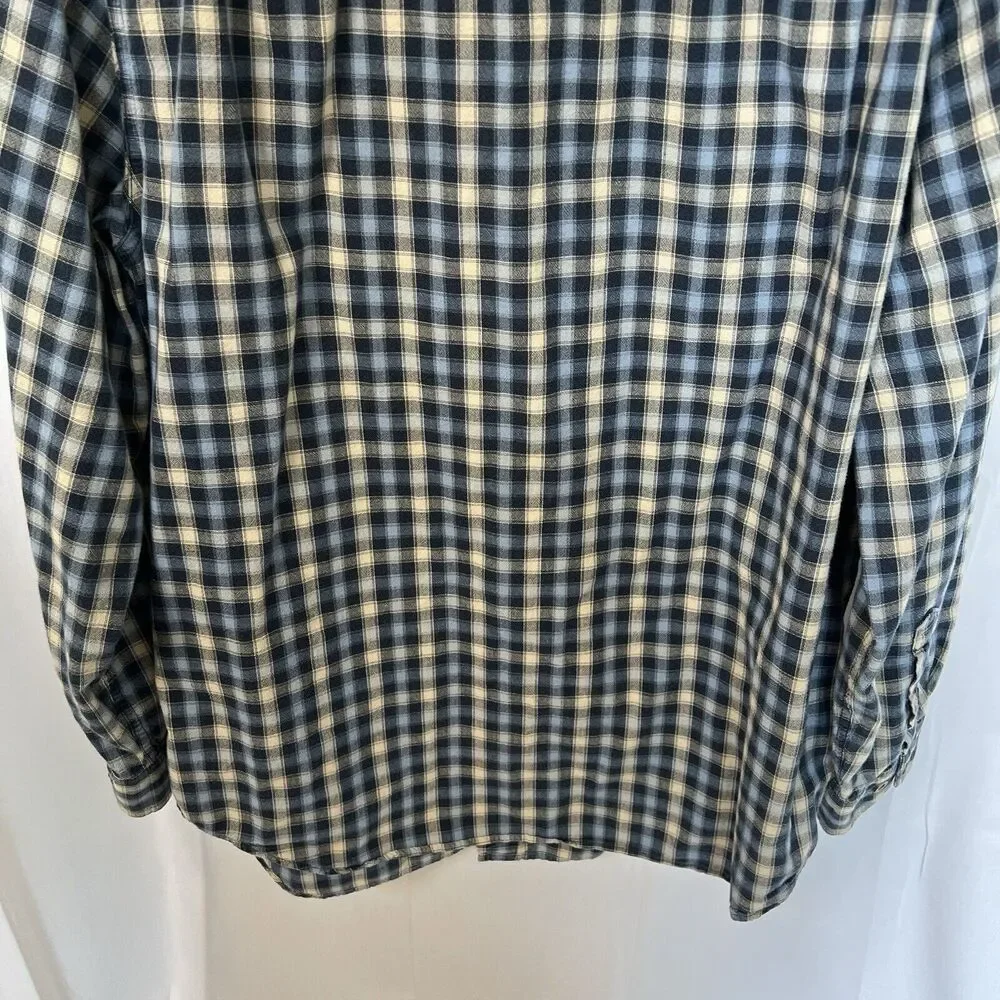 Carhartt Relaxed Fit L Heavy Cotton Long Sleeve Button Up Shirt Blue Plaid‎ Work